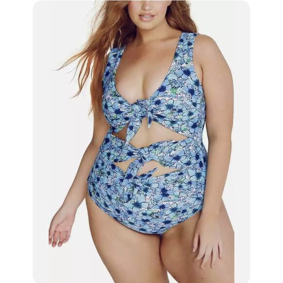 ALPINE BUTTERFLY Goddess One-Piece Swimsuit Swim Suit Plus Size 2X XXL Cut Out H - Picture 1 of 6